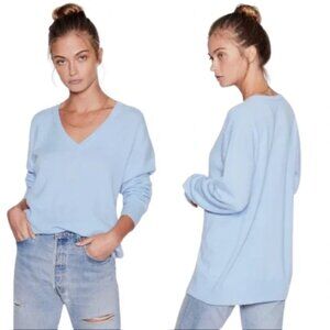 Equipment Femme 100% Cashmere Sweater Light Blue Gray V Neck Long Sleeve Size M